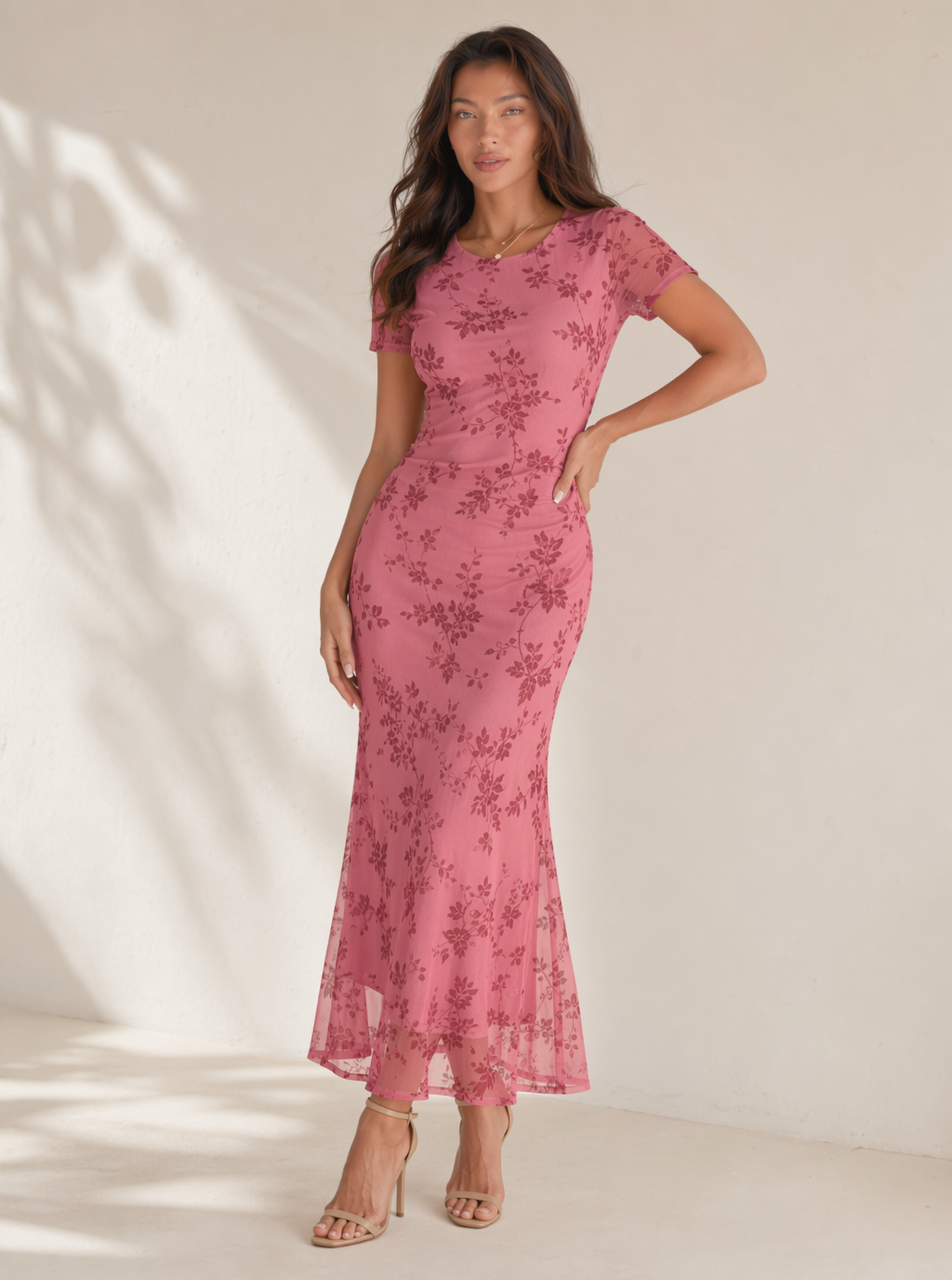 Lauren Floral Mesh Midi Dress