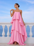 Solene Tiered Satin-Look Maxi Dress