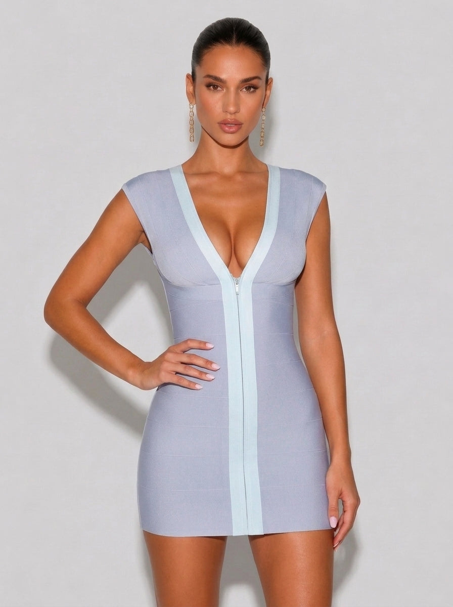 Zephrina Helena bandage V-neck mini dress in pink