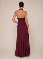 Zephrina Lisandra sweetheart halter maxi dress in burgundy