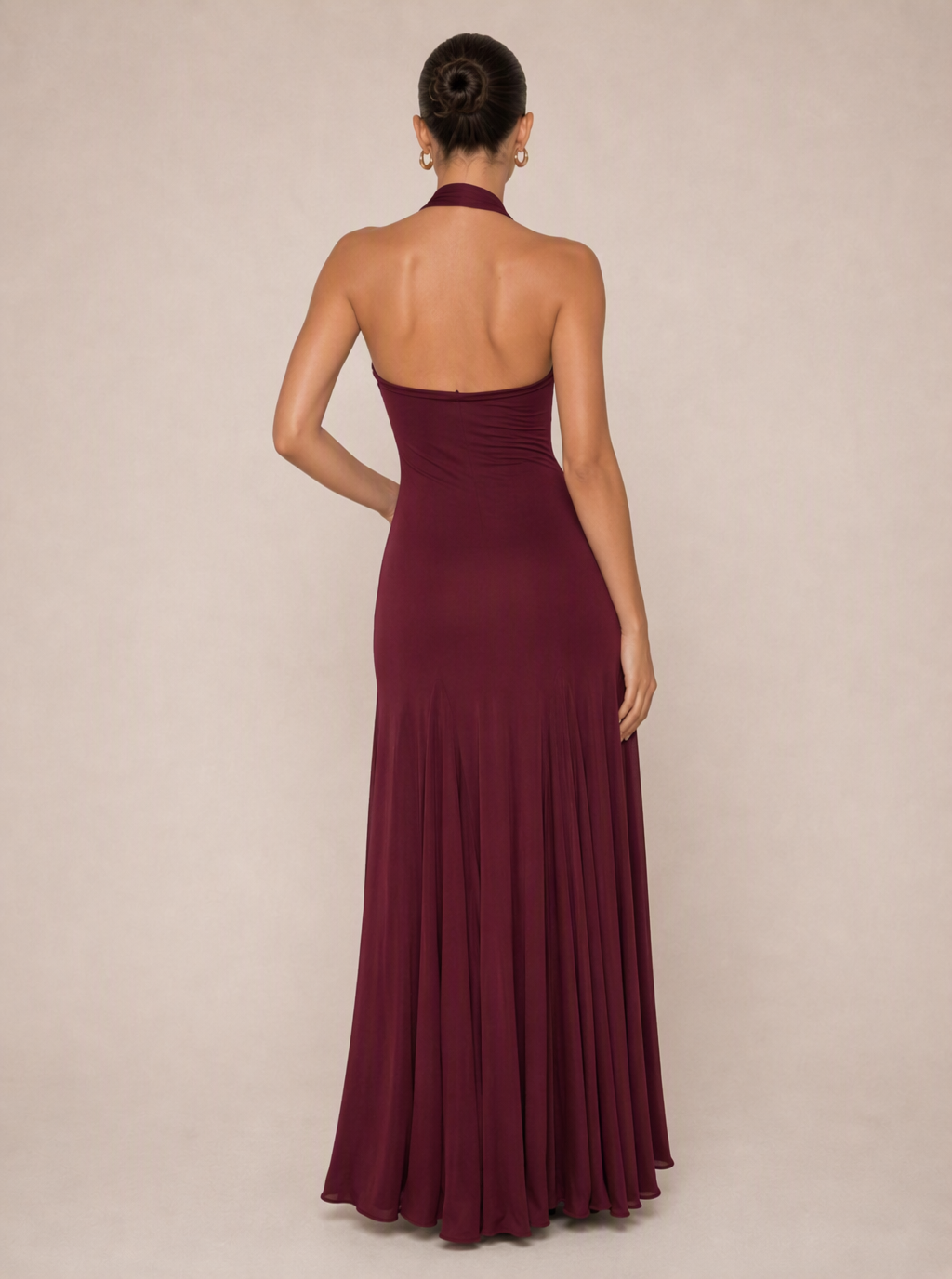 Zephrina Lisandra sweetheart halter maxi dress in burgundy
