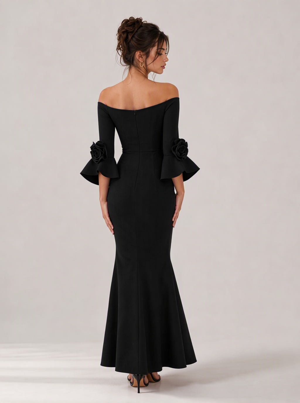 Zephrina Coralie off-shoulder flounced maxi dress in dark blue