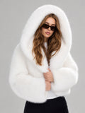 Zephrina Linnea hooded faux fur coat in white