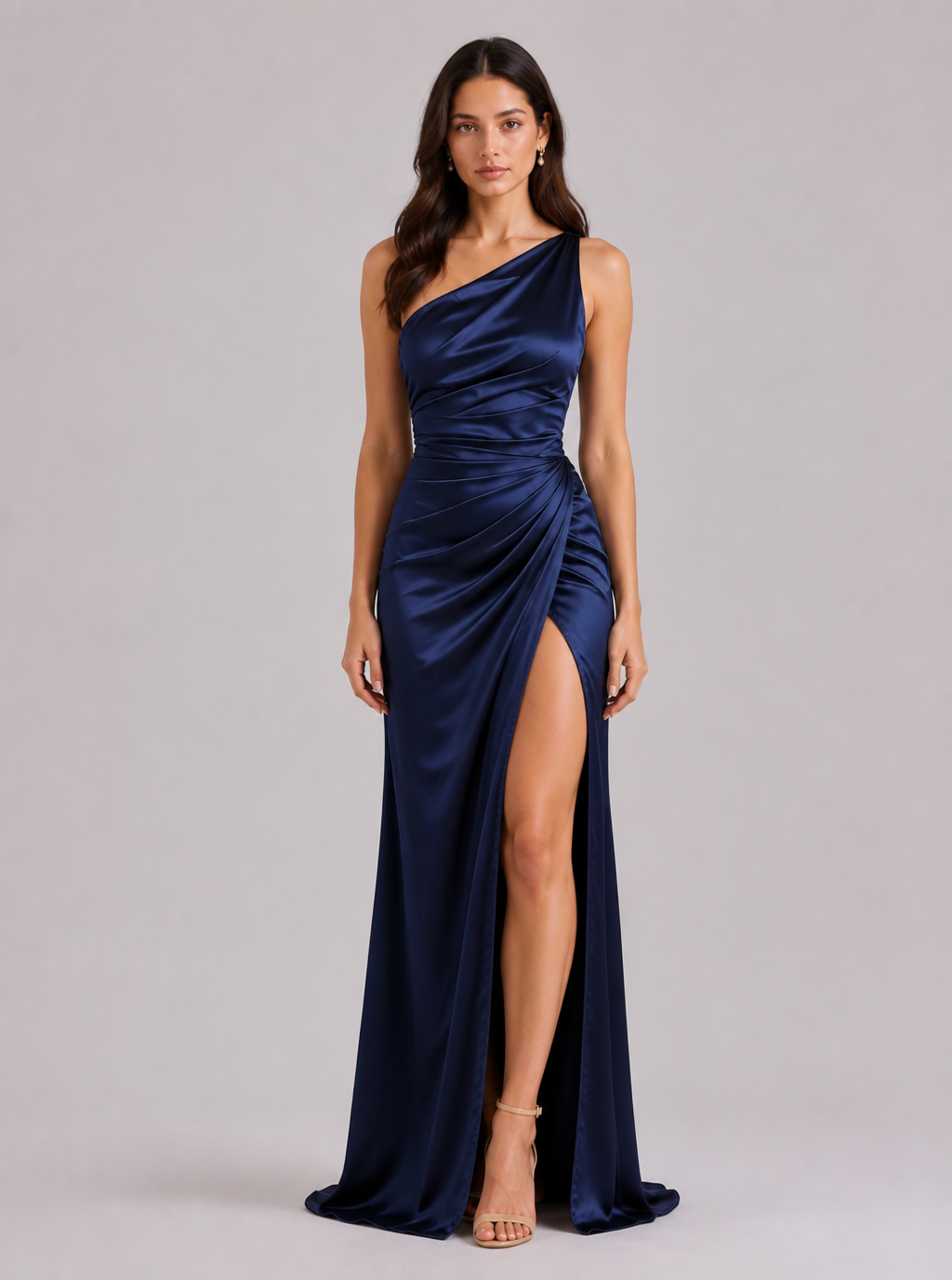 Zephrina Julienne one-shoulder satin maxi dress