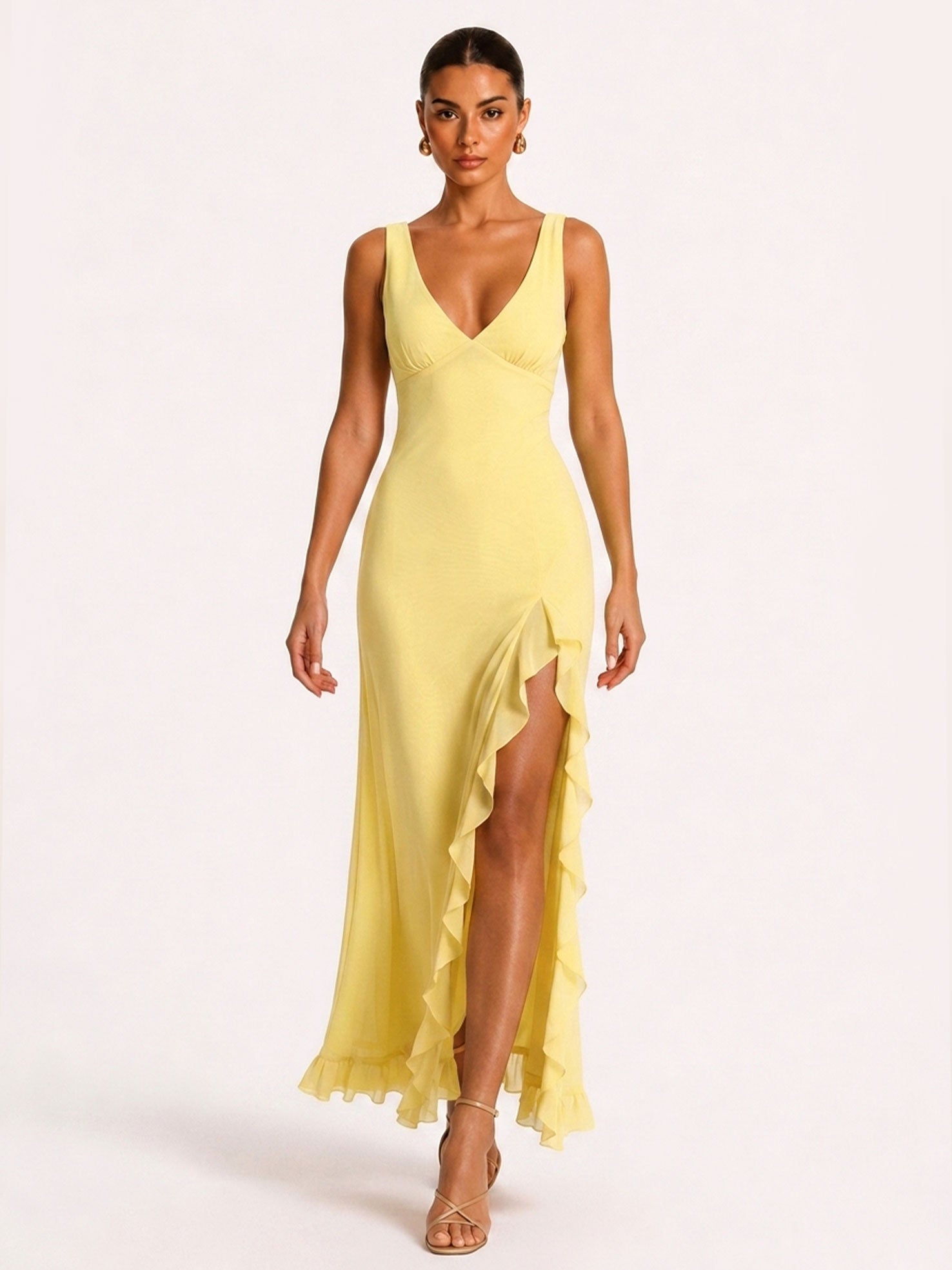 Zephrina Ava orangefarbenes Midikleid