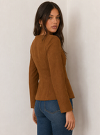 Zephrina Brenna fitted button jacket in brown