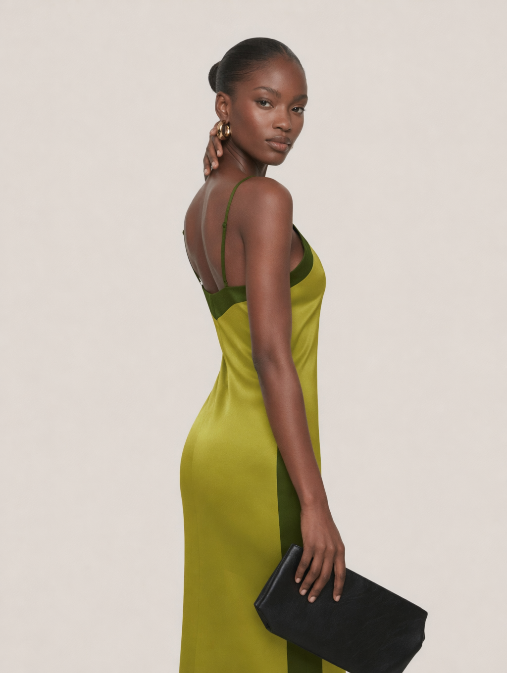 Acetate Color-Block Camisole Maxi Dress
