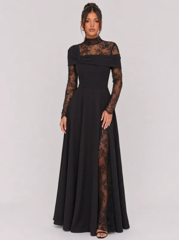 Zephrina Dorothea lace-panel maxi dress in black