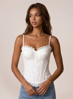Zephrina Elspeth lace trim bra in white