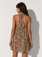 Sienna Vintage Floral Halter Mini Dress