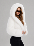 Zephrina Linnea hooded faux fur coat in white