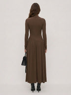 Zephrina Lucienne pleated knit midi dress in coffee