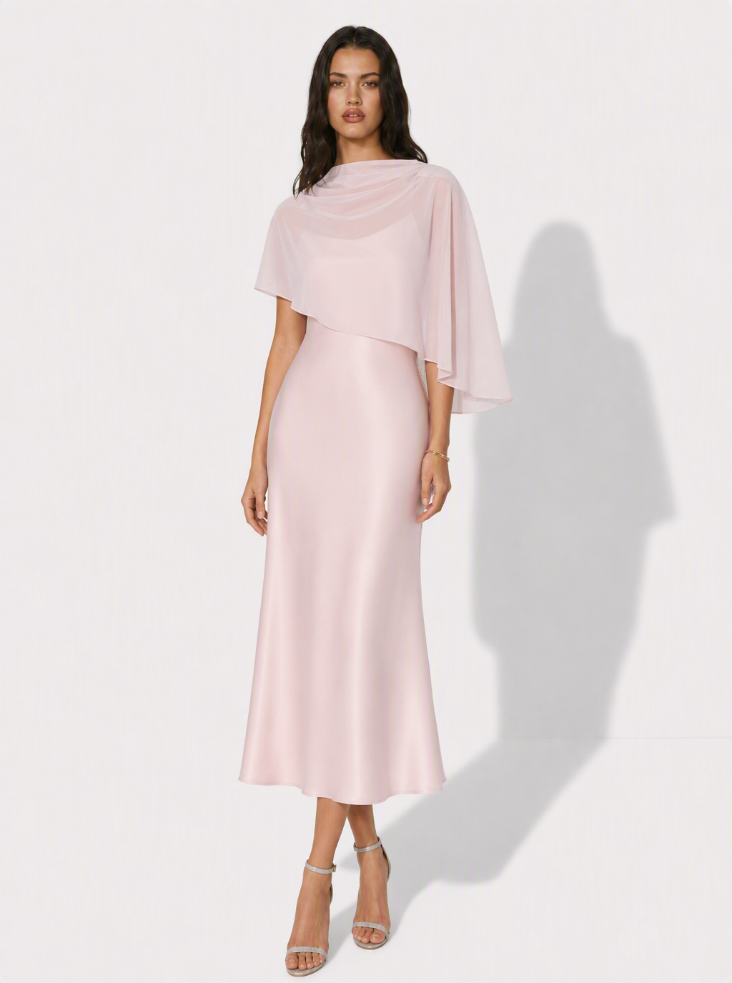 Zephrina Elaria cape overlay midi dress in blue