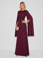 Zephrina Evelina satin cape sleeve maxi dress