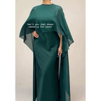 Zephrina Paloma satin cape maxi dress in green