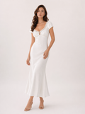 Abito Midi in Raso con Pizzo Lacey