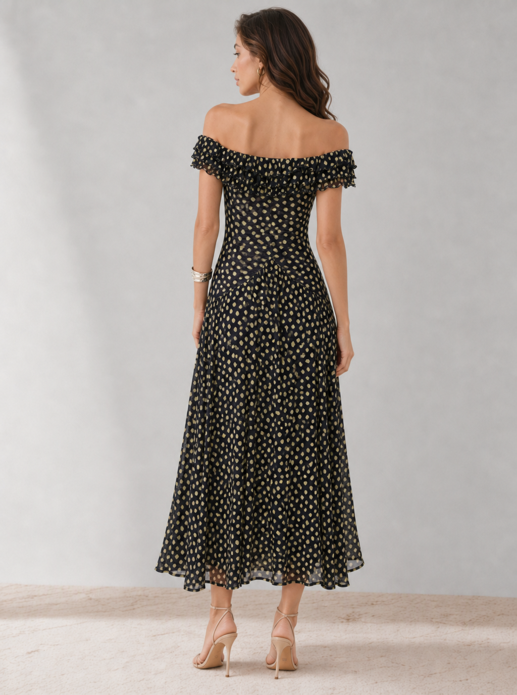 Zephrina Mirielle off-shoulder midi dress in black