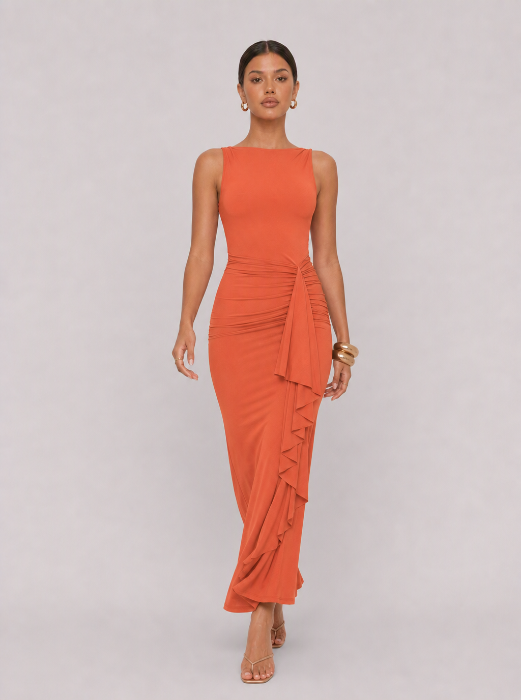 Zephrina Kirelia ruched knit midi dress