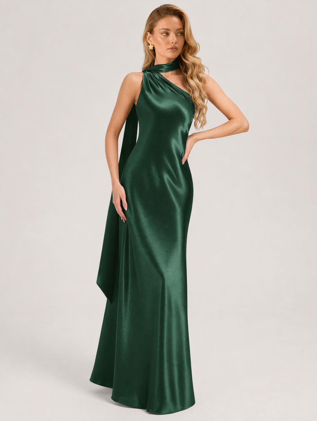 One-Shoulder Evening Maxi Dress