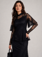 Zephrina Helena lace-peplum maxi dress in black