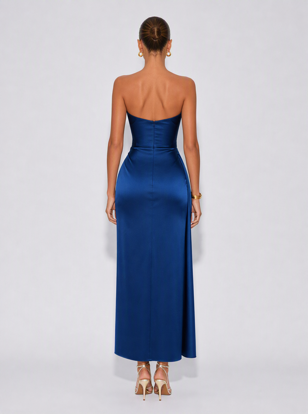 Zephrina Nerine draped one-shoulder maxi dress in blue