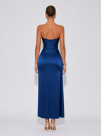 Zephrina Nerine draped one-shoulder maxi dress in blue