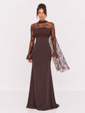 Zephrina Isadora lace drape maxi dress