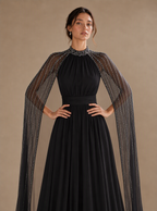 Zephrina Sybelle cape-overlay chiffon maxi dress