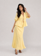 Zephrina Sorelle tie-front skirt set in yellow
