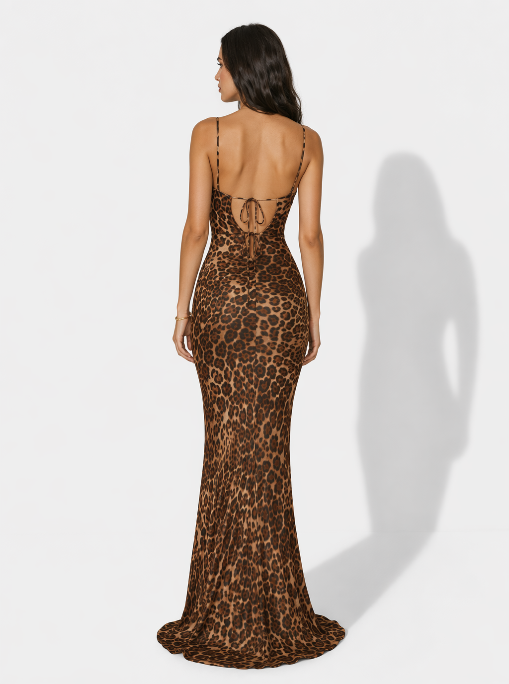 Zephrina leopard cowl-neck maxi dress with slim straps