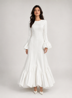 Zephrina Eulalie ruffle-hem maxi dress in white