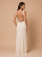 Zephrina Noemi lace slit maxi dress in apricot