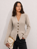Zephrina Clemence ribbed v-neck cardigan in khaki