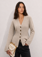 Zephrina Clemence ribbed v-neck cardigan in khaki