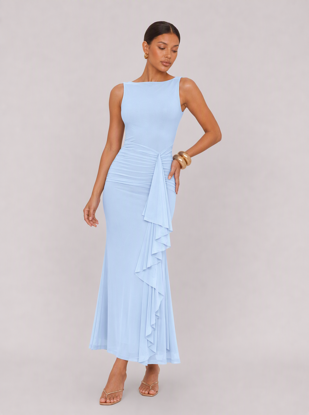 Zephrina Kirelia ruched knit midi dress