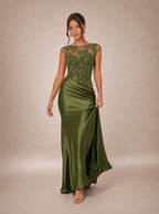 Zephrina Florimel botanical lace maxi dress in olive green