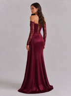 Zephrina Isadora off-shoulder corset lace maxi dress in black