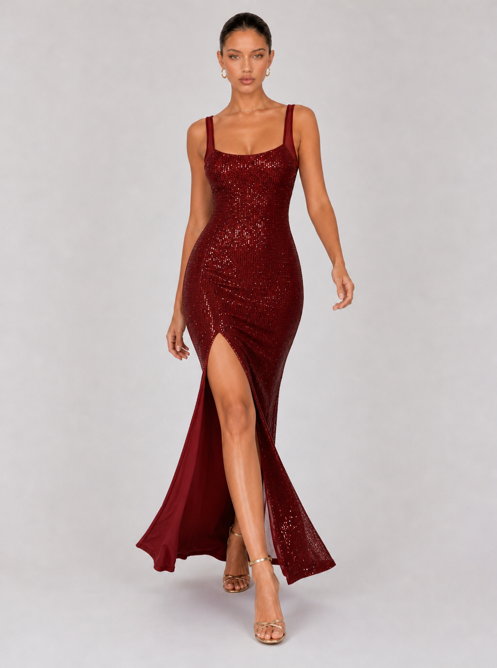 Zephrina Marcelline open-back shimmer maxi dress in red