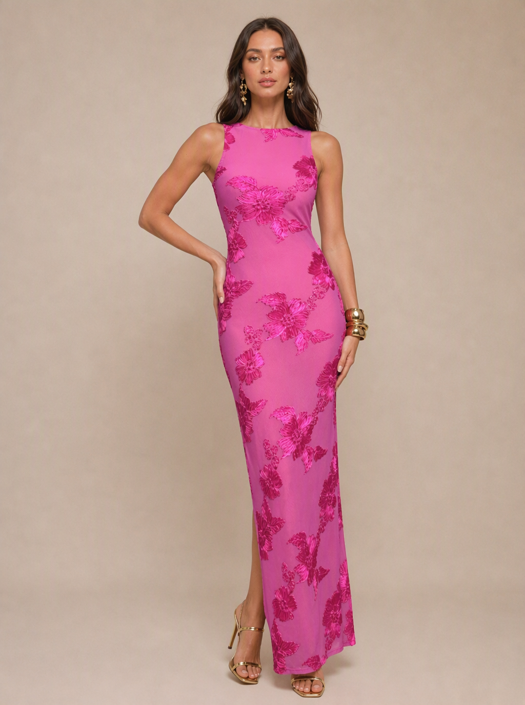 Zephrina Ginevra embroidered mesh maxi dress