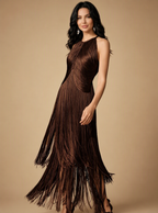 Zephrina Sabina fringe halter midi dress