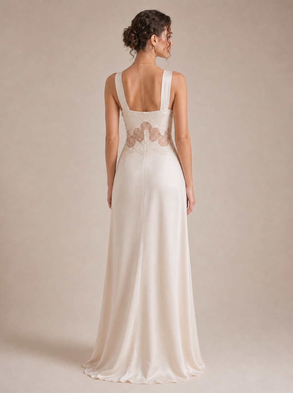 Zephrina Rhiannon lace satin maxi dress in white