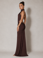 Zephrina Briony halter cutout maxi dress in black