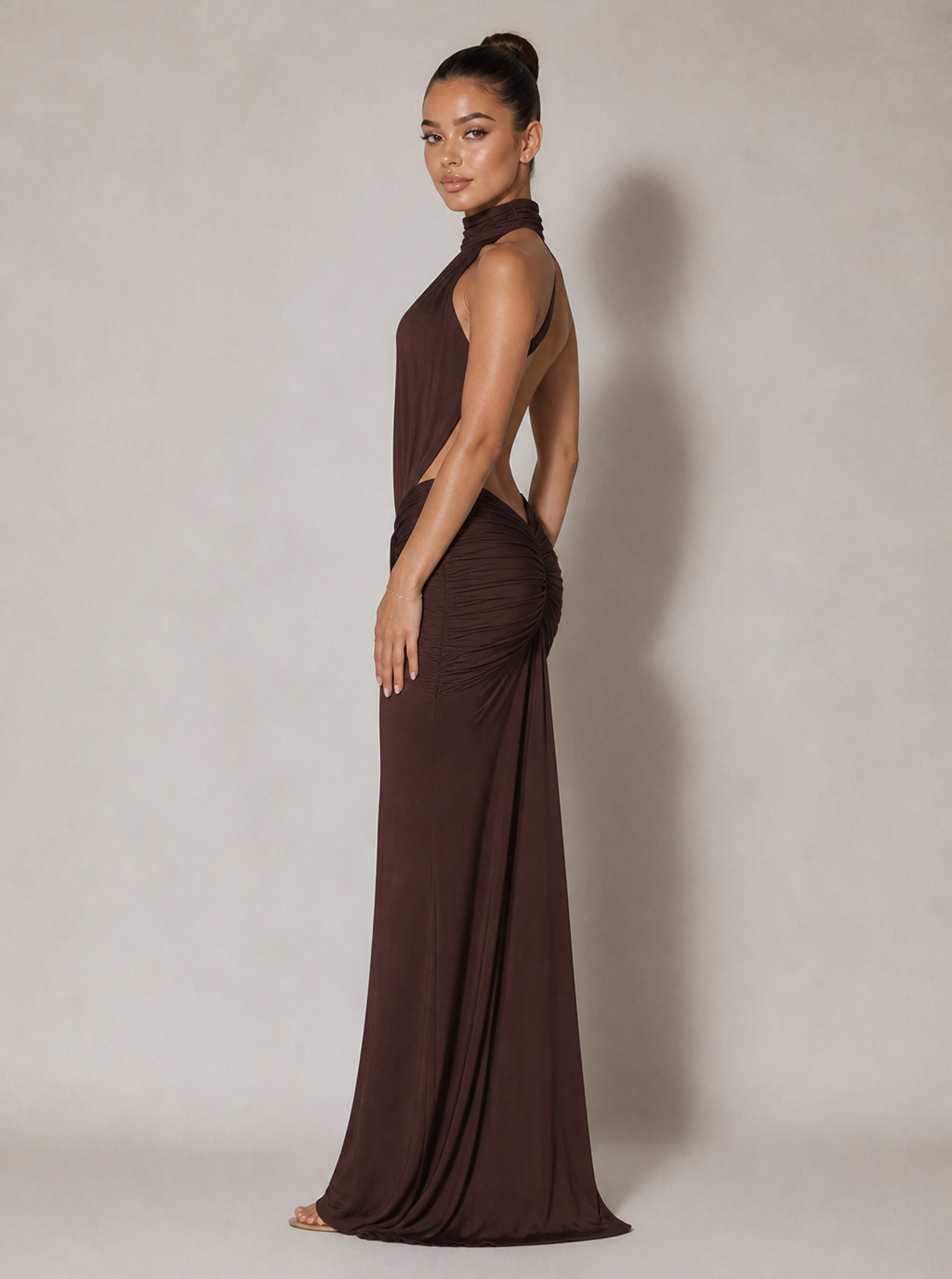 Zephrina Briony halter cutout maxi dress in black