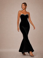 Zephrina Nereline velvet mermaid maxi dress in black