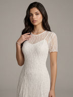 Zephrina Lisette lace sleeve maxi dress in white