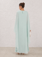 Zephrina Paloma satin cape maxi dress in green