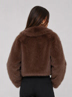 Zephrina Violetta cropped faux fur coat in coffee