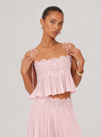 Zephrina lace-trim resort set in pink