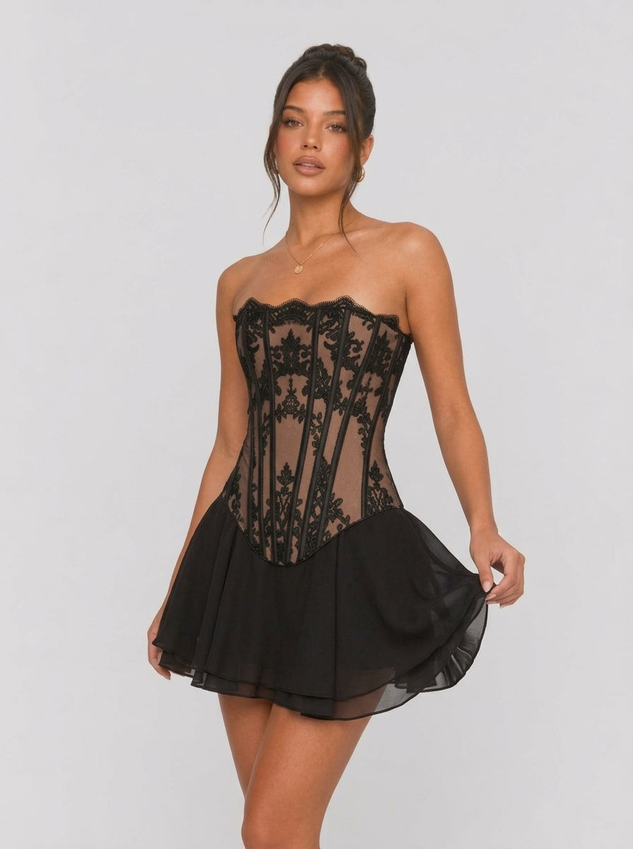 Zephrina Aurelise lace corset skirt set