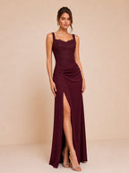 Zephrina Katriel lace trim slit maxi dress
